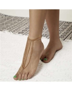Alloy Chain Link Design Vintage Beach Women Wholesale Anklet - Golden