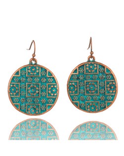 European and American Design Bohemian Fashion Unique Engraving Vintage Style Wholesale Women Earrings - Copper