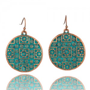 European and American Design Bohemian Fashion Unique Engraving Vintage Style Wholesale Women Earrings - Copper