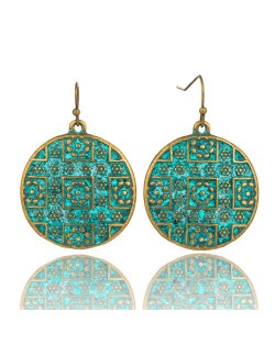 European and American Design Bohemian Fashion Unique Engraving Vintage Style Wholesale Women Earrings - Golden