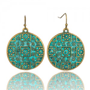 European and American Design Bohemian Fashion Unique Engraving Vintage Style Wholesale Women Earrings - Golden