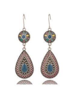 Boho Floral Fashion Oil-spot Glazed Alloy Women Wholesale Drop Earrings