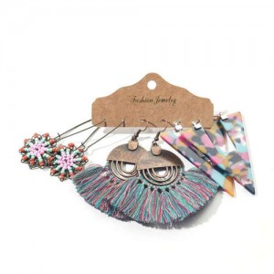 Bohemian Fashion Orange Beads Alloy Waterdrop Tassel Design Wholesale Drop Earrings