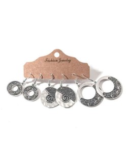 Vintage Design Silver Hoop Bohemian Fashion 3 pcs Women Wholesale Earrings Set