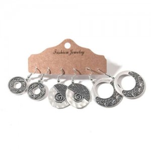Vintage Design Silver Hoop Bohemian Fashion 3 pcs Women Wholesale Earrings Set