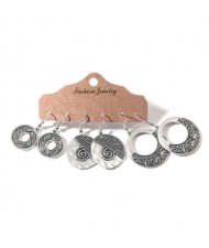 Vintage Design Silver Hoop Bohemian Fashion 3 pcs Women Wholesale Earrings Set