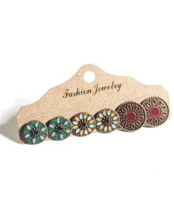 Retro Bohemian Fashion Floral Design 3 pcs Women Wholesale Ear Studs