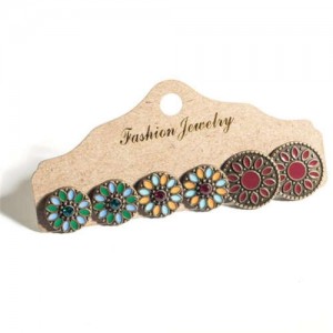 Retro Bohemian Fashion Floral Design 3 pcs Women Wholesale Ear Studs