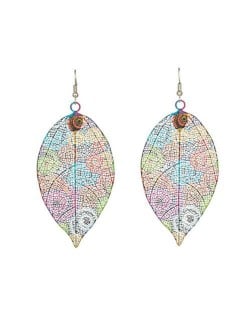 Ethnic Style European and American Exaggerated Geometric Hollow Design Enamel Wholesale Earrings - Leaves