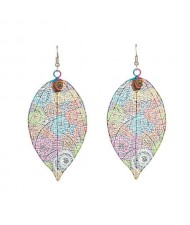 Ethnic Style European and American Exaggerated Geometric Hollow Design Enamel Wholesale Earrings - Leaves