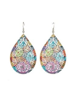 Ethnic Style European and American Exaggerated Geometric Hollow Design Enamel Wholesale Earrings - Waterdrop