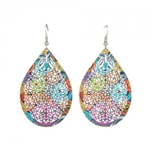 Ethnic Style European and American Exaggerated Geometric Hollow Design Enamel Wholesale Earrings - Waterdrop
