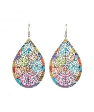 Ethnic Style European and American Exaggerated Geometric Hollow Design Enamel Wholesale Earrings - Waterdrop