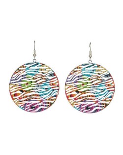 Ethnic Style European and American Exaggerated Geometric Hollow Design Enamel Wholesale Earrings - Round