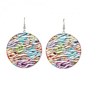 Ethnic Style European and American Exaggerated Geometric Hollow Design Enamel Wholesale Earrings - Round