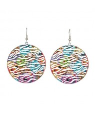 Ethnic Style European and American Exaggerated Geometric Hollow Design Enamel Wholesale Earrings - Round