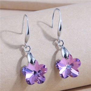 Fashionable Minimalist Design Crystal Purple Plum Temperament Women Wholesale Earrings