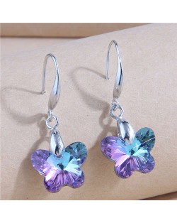 U.S. Fashionable Minimalist Design Crystal Purple Butterfly Temperament Women Wholesale Earrings