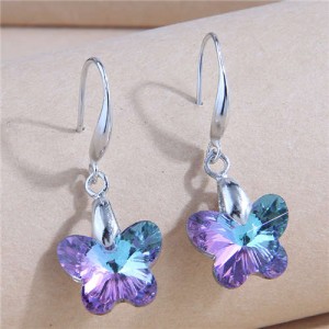 U.S. Fashionable Minimalist Design Crystal Purple Butterfly Temperament Women Wholesale Earrings