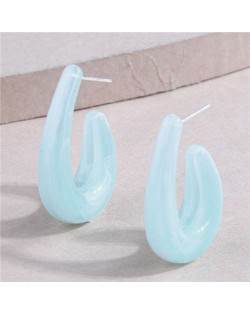 Fashionable Simple Resin Droplets Unique Design Women Wholesale Stud Earrings - Light Blue