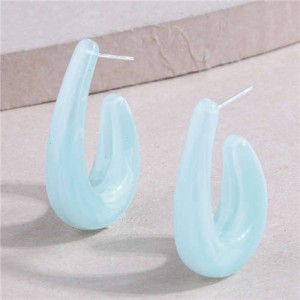 Fashionable Simple Resin Droplets Unique Design Women Wholesale Stud Earrings - Light Blue