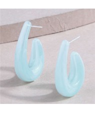 Fashionable Simple Resin Droplets Unique Design Women Wholesale Stud Earrings - Light Blue