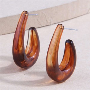Fashionable Simple Resin Droplets Unique Design Women Wholesale Stud Earrings - Brown