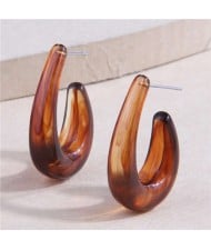 Fashionable Simple Resin Droplets Unique Design Women Wholesale Stud Earrings - Brown