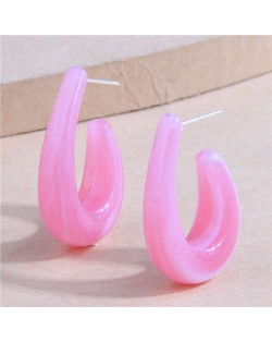 Fashionable Simple Resin Droplets Unique Design Women Wholesale Stud Earrings - Pink