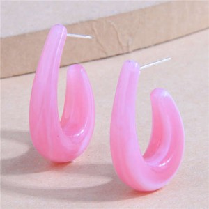 Fashionable Simple Resin Droplets Unique Design Women Wholesale Stud Earrings - Pink