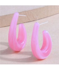 Fashionable Simple Resin Droplets Unique Design Women Wholesale Stud Earrings - Pink