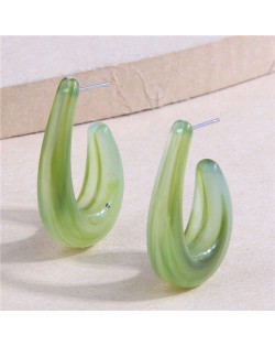 Fashionable Simple Resin Droplets Unique Design Women Wholesale Stud Earrings - Green