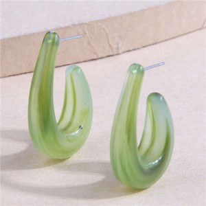 Fashionable Simple Resin Droplets Unique Design Women Wholesale Stud Earrings - Green