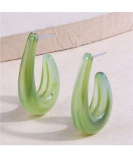 Fashionable Simple Resin Droplets Unique Design Women Wholesale Stud Earrings - Green