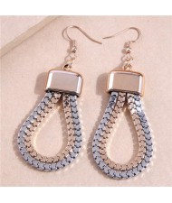 Mix Colors U.S. High Fashion Metallic Chain Waterdrop Shape Women Wholesale Dangle Costume Earrings