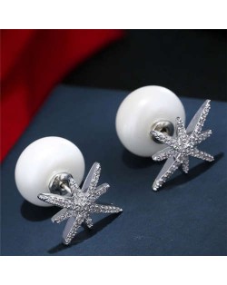 Fashionable Simple Design Bauhinia Flower Pearl Stud Wholesale Earrings
