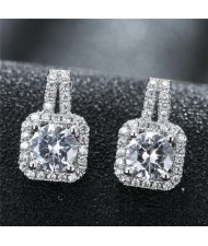 Super Shining Square Diamond Cubic Zirconia Evening Wear/ Bridal Fashion Stud Earrings