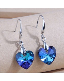 Gorgeous Ocean Fashion Blue Heart Women Crystal Wholesale Drop Earrings