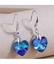 Gorgeous Ocean Fashion Blue Heart Women Crystal Wholesale Drop Earrings