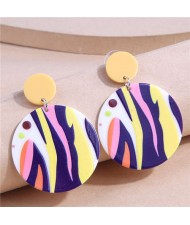 Graffiti Pattern Round Plate Women Temperament Wholesale Dangle Earrings