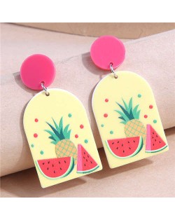Korean Fashion Summer Atmosphere Geometric Women Yellow Wholesale Costume Earrings