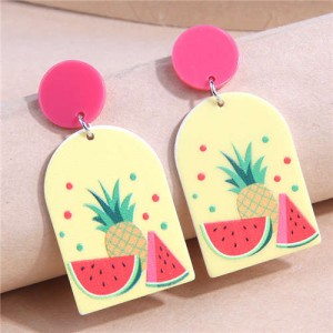 Korean Fashion Summer Atmosphere Geometric Women Yellow Wholesale Costume Earrings