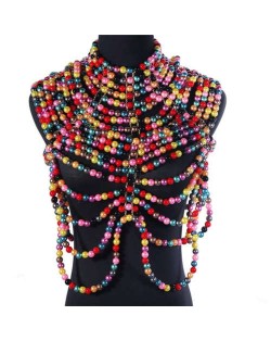 Super Hot Sales Multilayer Pearl Body Chains Bikini Decorative Necklace Wholesale Body Jewelry - Multicolor