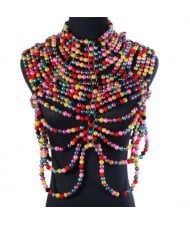 Super Hot Sales Multilayer Pearl Body Chains Bikini Decorative Necklace Wholesale Body Jewelry - Multicolor