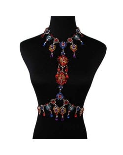 European and American Bold Fashion Luxury Rhinestone Waist Chain Women Summer Style Wholesale Body Chain Jewelry - Multicolor