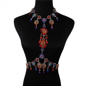 European and American Bold Fashion Luxury Rhinestone Waist Chain Women Summer Style Wholesale Body Chain Jewelry - Multicolor