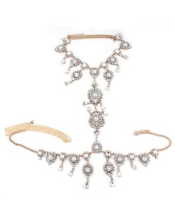 European and American Bold Fashion Luxury Rhinestone Waist Chain Women Summer Style Wholesale Body Chain Jewelry - White