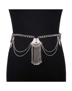 European and American Fringed Waist Chain Wholesale Belly Chain Jewelry - Silver
