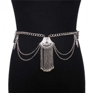 European and American Fringed Waist Chain Wholesale Belly Chain Jewelry - Silver