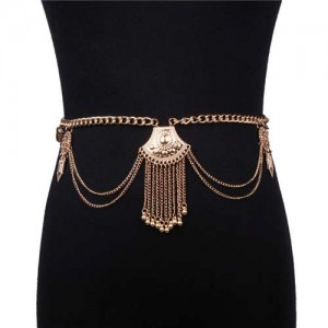 European and American Fringed Waist Chain Wholesale Belly Chain Jewelry - Golden